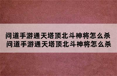 问道手游通天塔顶北斗神将怎么杀 问道手游通天塔顶北斗神将怎么杀